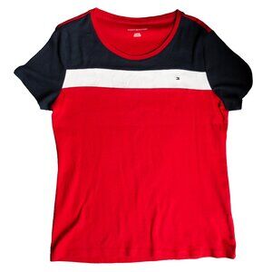 TOMMY HILFIGER Womens Short Sleeve Cotton Colorblock Stripe Tee